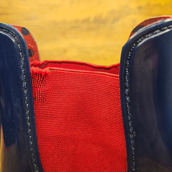 Lauren Ralph Lauren Navy Red Waterproof Rubber Water bootie Rainboot sz 6 - Picture 9 of 10